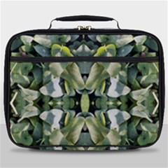 Frosted Green Leaves Repeats Full Print Lunch Bag by kaleidomarblingart