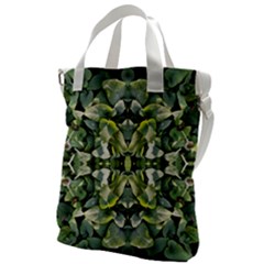 Frosted Green Leaves Repeats Canvas Messenger Bag by kaleidomarblingart