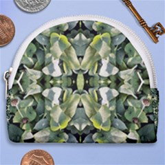 Frosted Green Leaves Repeats Horseshoe Style Canvas Pouch by kaleidomarblingart