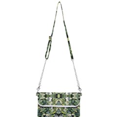 Frosted Green Leaves Repeats Mini Crossbody Handbag by kaleidomarblingart