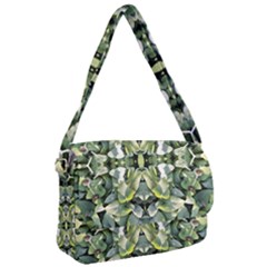 Frosted Green Leaves Repeats Courier Bag by kaleidomarblingart