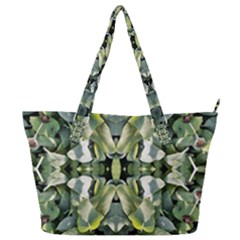 Frosted Green Leaves Repeats Full Print Shoulder Bag by kaleidomarblingart