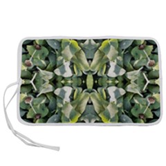 Frosted Green Leaves Repeats Pen Storage Case (s) by kaleidomarblingart