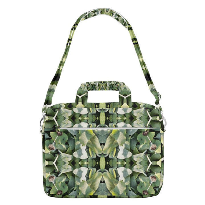 Frosted Green Leaves Repeats MacBook Pro Shoulder Laptop Bag (Large)