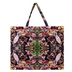 Shrubs Repeats Zipper Large Tote Bag by kaleidomarblingart