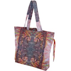 Mixed Media Art Print Drawstring Tote Bag by kaleidomarblingart