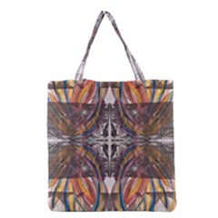 Mixed Media Symmetry Grocery Tote Bag by kaleidomarblingart