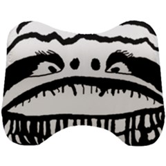 Creepy Monster Black And White Close Up Drawing Head Support Cushion by dflcprintsclothing