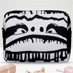 Creepy Monster Black And White Close Up Drawing Make Up Pouch (large) by dflcprintsclothing