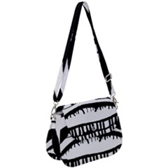 Creepy Monster Black And White Close Up Drawing Saddle Handbag by dflcprintsclothing