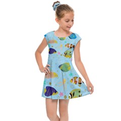 Underwater World Kids  Cap Sleeve Dress by SychEva