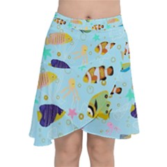 Underwater World Chiffon Wrap Front Skirt by SychEva