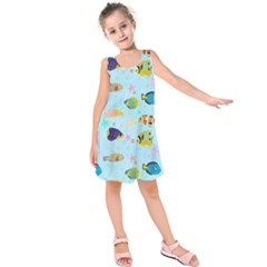 Underwater World Kids  Sleeveless Dress by SychEva