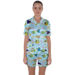 Underwater World Satin Short Sleeve Pajamas Set by SychEva