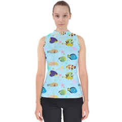 Underwater World Mock Neck Shell Top by SychEva