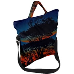 Sunset Colorful Nature Scene Fold Over Handle Tote Bag by dflcprintsclothing