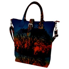 Sunset Colorful Nature Scene Buckle Top Tote Bag