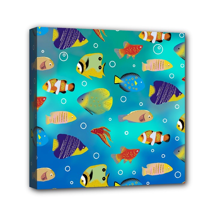 Cheerful And Bright Fish Swim In The Water Mini Canvas 6  x 6  (Stretched)