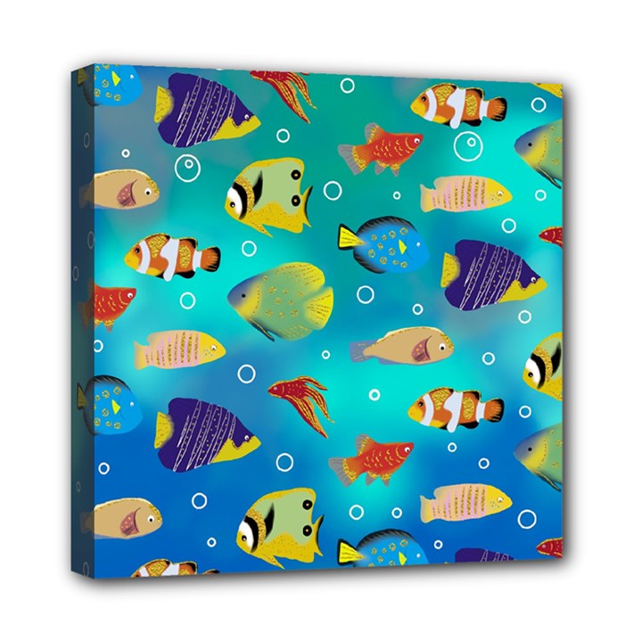 Cheerful And Bright Fish Swim In The Water Mini Canvas 8  x 8  (Stretched)