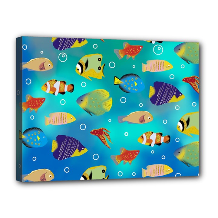 Cheerful And Bright Fish Swim In The Water Canvas 16  x 12  (Stretched)