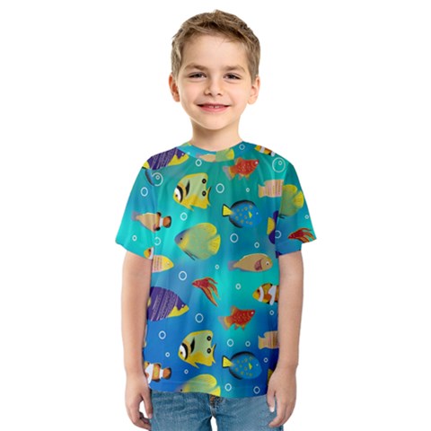 Cheerful And Bright Fish Swim In The Water Kids  Sport Mesh Tee by SychEva