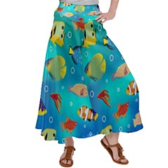 Cheerful And Bright Fish Swim In The Water Satin Palazzo Pants by SychEva