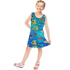 Cheerful And Bright Fish Swim In The Water Kids  Tunic Dress by SychEva