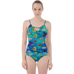 Cheerful And Bright Fish Swim In The Water Cut Out Top Tankini Set by SychEva