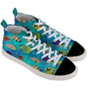 Cheerful And Bright Fish Swim In The Water Men s Mid-Top Canvas Sneakers View3