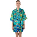 Cheerful And Bright Fish Swim In The Water Half Sleeve Satin Kimono  View1