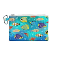 Cheerful And Bright Fish Swim In The Water Canvas Cosmetic Bag (medium) by SychEva