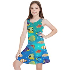 Cheerful And Bright Fish Swim In The Water Kids  Lightweight Sleeveless Dress