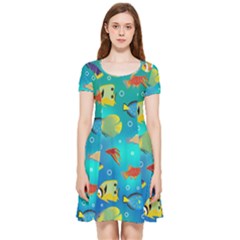 Cheerful And Bright Fish Swim In The Water Inside Out Cap Sleeve Dress