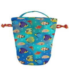 Cheerful And Bright Fish Swim In The Water Drawstring Bucket Bag by SychEva