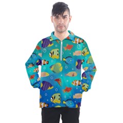 Cheerful And Bright Fish Swim In The Water Men s Half Zip Pullover by SychEva