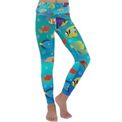 Cheerful And Bright Fish Swim In The Water Kids  Lightweight Velour Classic Yoga Leggings by SychEva