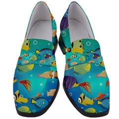 Cheerful And Bright Fish Swim In The Water Women s Chunky Heel Loafers by SychEva