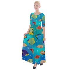 Cheerful And Bright Fish Swim In The Water Half Sleeves Maxi Dress by SychEva