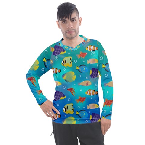 Cheerful And Bright Fish Swim In The Water Men s Pique Long Sleeve Tee by SychEva