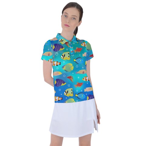 Cheerful And Bright Fish Swim In The Water Women s Polo Tee by SychEva