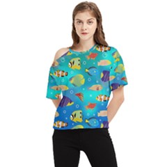 Cheerful And Bright Fish Swim In The Water One Shoulder Cut Out Tee by SychEva