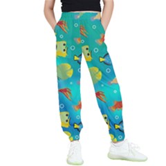 Cheerful And Bright Fish Swim In The Water Kids  Elastic Waist Pants by SychEva