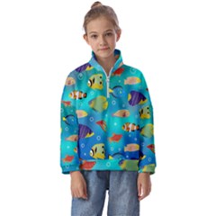 Cheerful And Bright Fish Swim In The Water Kids  Half Zip Hoodie by SychEva