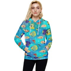 Cheerful And Bright Fish Swim In The Water Women s Lightweight Drawstring Hoodie by SychEva