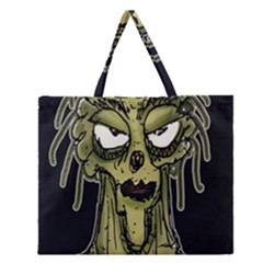 Ugly Monster Portrait Drawing Zipper Large Tote Bag