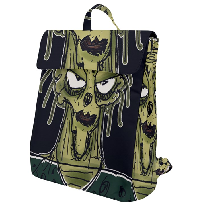 Ugly Monster Portrait Drawing Flap Top Backpack