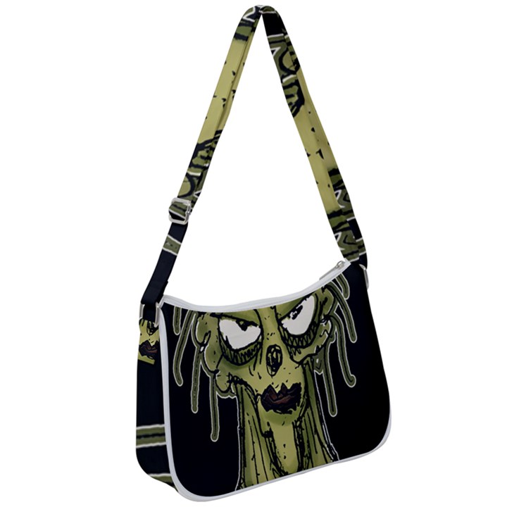 Ugly Monster Portrait Drawing Zip Up Shoulder Bag