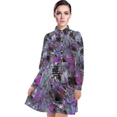 Lo-fi Hyperactivity Long Sleeve Chiffon Shirt Dress by MRNStudios