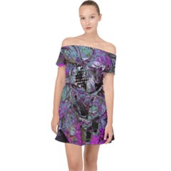 Lo-fi Hyperactivity Off Shoulder Chiffon Dress by MRNStudios