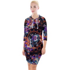 Viral Mandala Quarter Sleeve Hood Bodycon Dress by MRNStudios